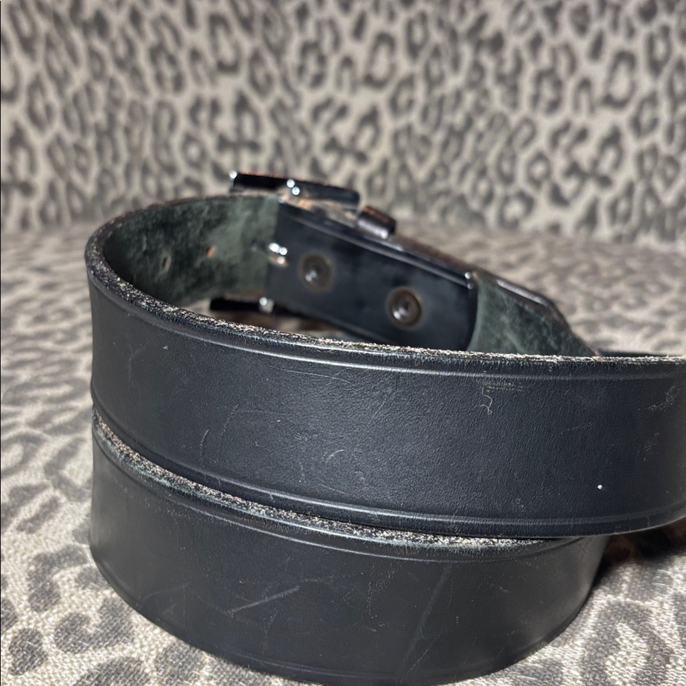Boston leather thick leather belt black wide width heavy duty leather belt 40 - Picture 4 of 10